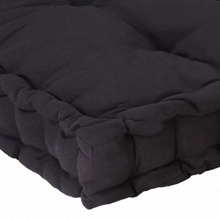 vidaXL パレットフロアクッション 2点 コットン ブラックホーム&ガーデン デコレーション チェア・ソファクッション(代引不可)