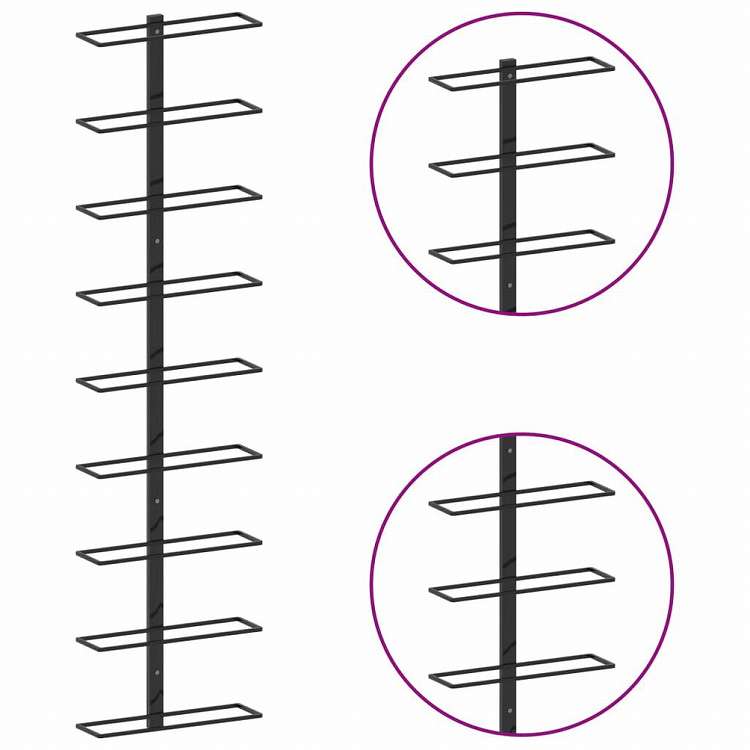 vidaXL 壁掛けワインラック 9本 ブラック 鉄製家具 キャビネット&収納 ワインラック(代引不可)