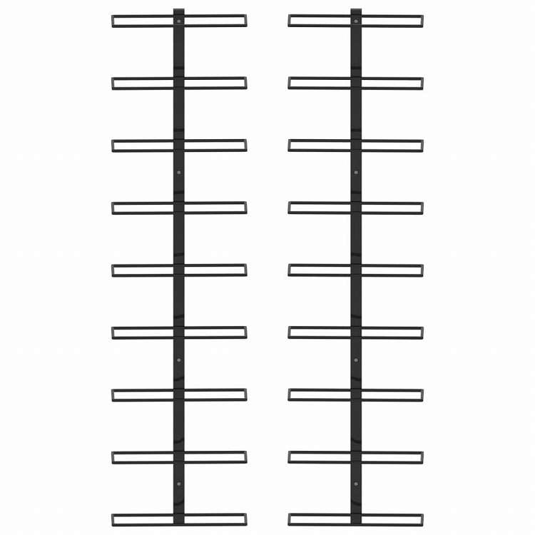vidaXL 壁掛けワインラック 18本 2点 ブラック 鉄製家具 キャビネット&収納 ワインラック(代引不可)