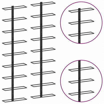 vidaXL 壁掛けワインラック 18本 2点 ブラック 鉄製家具 キャビネット&収納 ワインラック(代引不可)