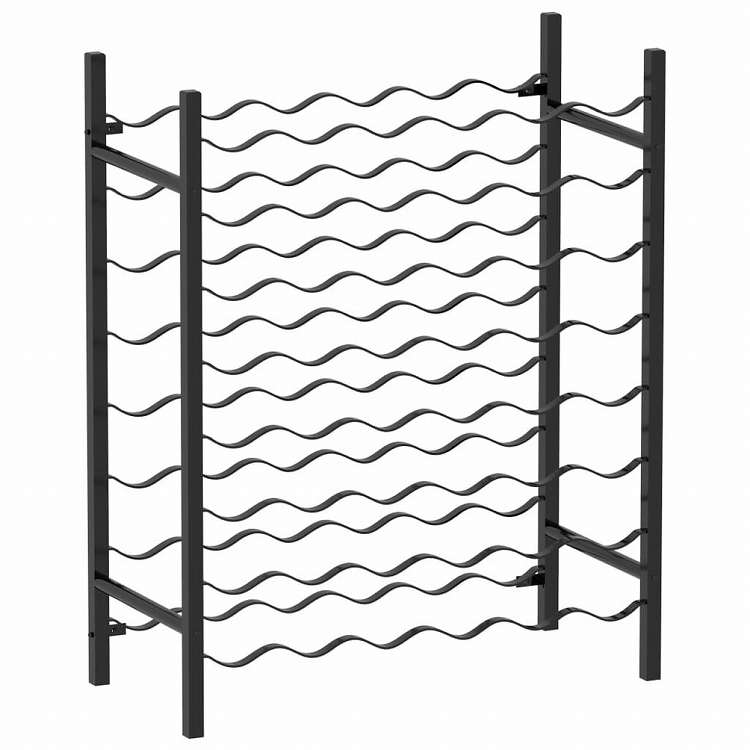 vidaXL ワインラック ボトル48本 ブラック 金属製家具 キャビネット&収納 ワインラック(代引不可)