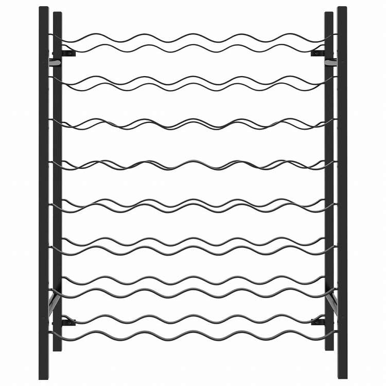 vidaXL ワインラック ボトル48本 ブラック 金属製家具 キャビネット&収納 ワインラック(代引不可)
