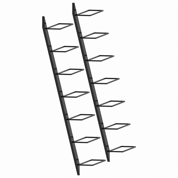 vidaXL 壁掛けワインラック 14本 2点 ブラック 金属製家具 キャビネット&収納 ワインラック(代引不可)