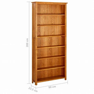vidaXL 6段 書棚 90x22.5x200cm オーク無垢材家具 棚 本棚・オープンラック(代引不可)