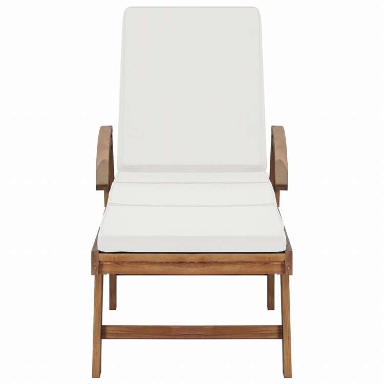 vidaXL サンラウンジャー 2点セット クッション付 チーク無垢材 クリーム家具 アウトドア家具 屋外椅子 サンラウンジャー(代引不可)