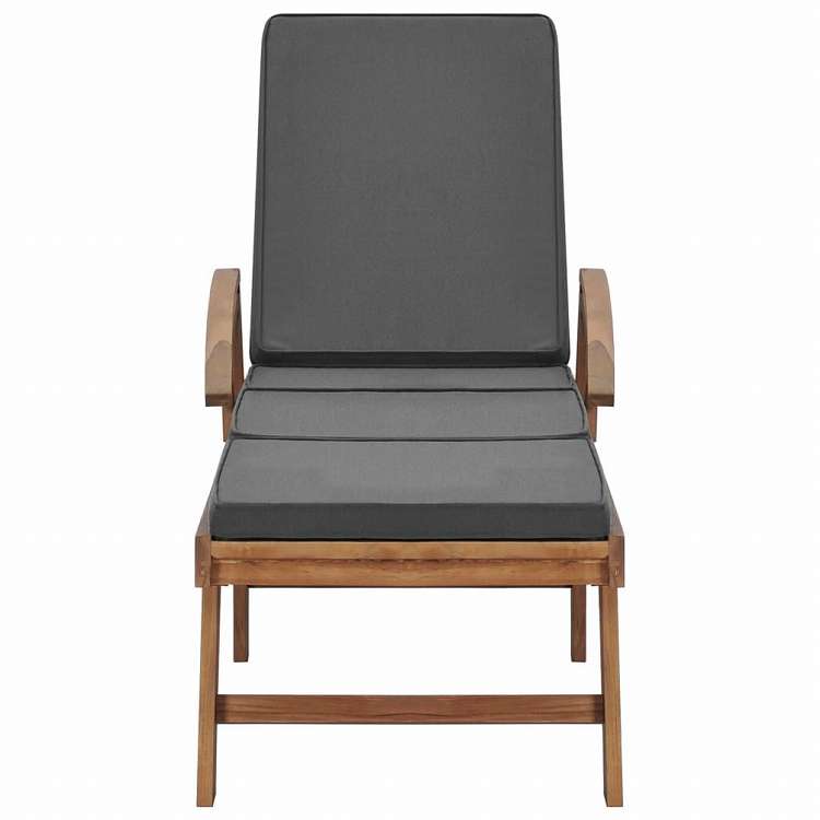 vidaXL サンラウンジャー 2点セット クッション付き チーク無垢材 ダークグレー家具 アウトドア家具 屋外椅子 サンラウンジャー(代引不可)