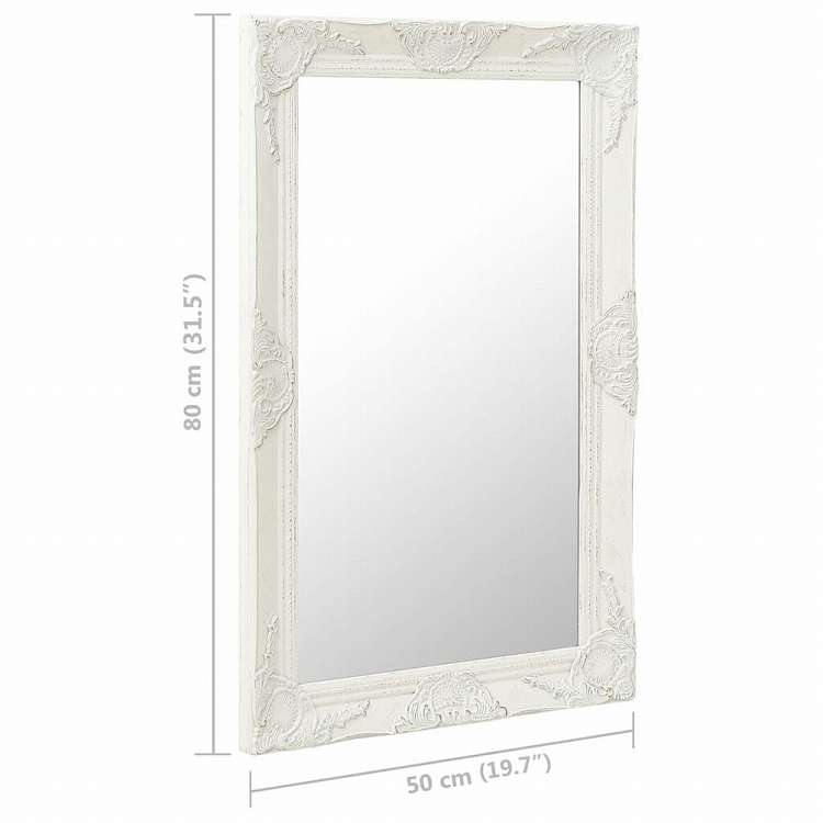 vidaXL ウォールミラー バロック調 50x80cm ホワイトホーム&ガーデン デコレーション 鏡(代引不可)