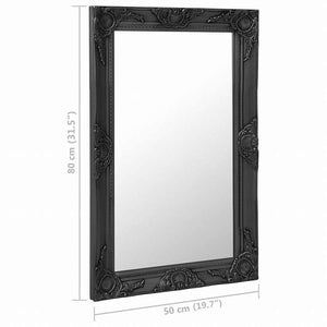 vidaXL ウォールミラー バロック調 50x80cm ブラックホーム&ガーデン デコレーション 鏡(代引不可)