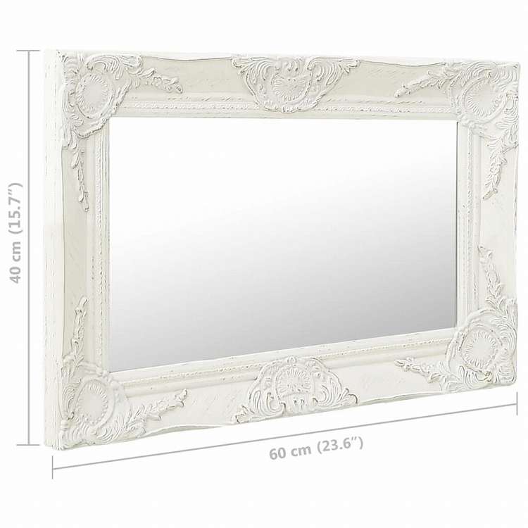 vidaXL ウォールミラー バロック調 60x40cm ホワイトホーム&ガーデン デコレーション 鏡(代引不可)