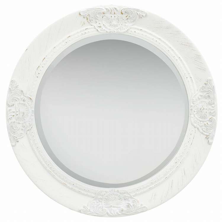 vidaXL ウォールミラー バロック調 50cm ホワイトホーム&ガーデン デコレーション 鏡(代引不可)