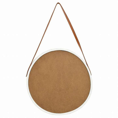 vidaXL ウォールミラー ストラップ付き 50cm ホワイトホーム&ガーデン デコレーション 鏡(代引不可)