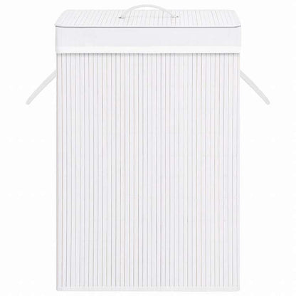 vidaXL 竹製ランドリーバスケット 2セクション ホワイト 72Lホーム&ガーデン 家事用品 ランドリー用品 洗濯かご(代引不可)