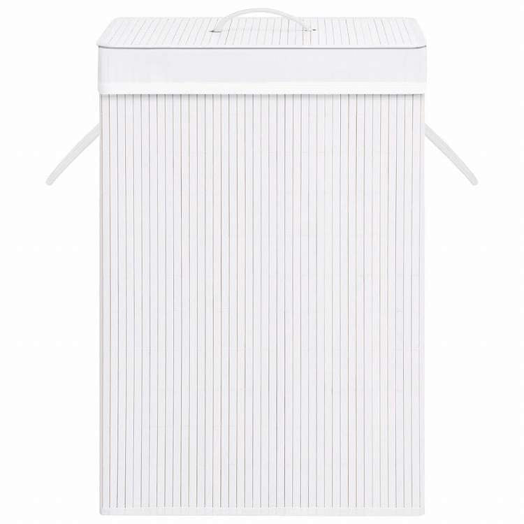vidaXL 竹製ランドリーバスケット 2セクション ホワイト 72Lホーム&ガーデン 家事用品 ランドリー用品 洗濯かご(代引不可)