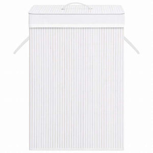vidaXL 竹製ランドリーバスケット 2セクション ホワイト 72Lホーム&ガーデン 家事用品 ランドリー用品 洗濯かご(代引不可)