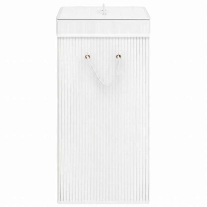 vidaXL 竹製ランドリーバスケット 2セクション ホワイト 72Lホーム&ガーデン 家事用品 ランドリー用品 洗濯かご(代引不可)