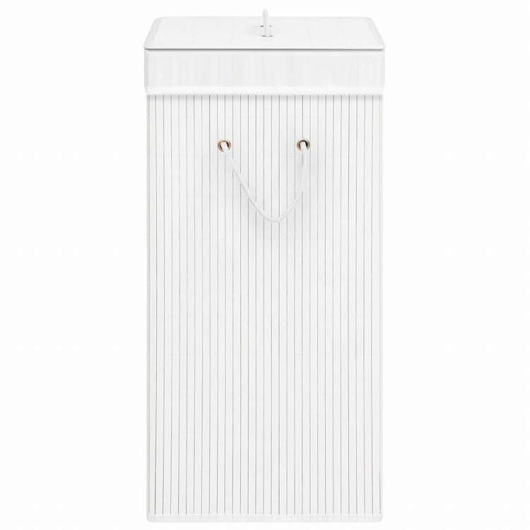 vidaXL 竹製ランドリーバスケット 2セクション ホワイト 72Lホーム&ガーデン 家事用品 ランドリー用品 洗濯かご(代引不可)
