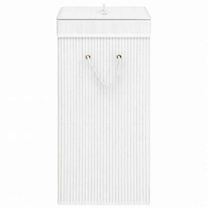 vidaXL 竹製ランドリーバスケット 2セクション ホワイト 72Lホーム&ガーデン 家事用品 ランドリー用品 洗濯かご(代引不可)