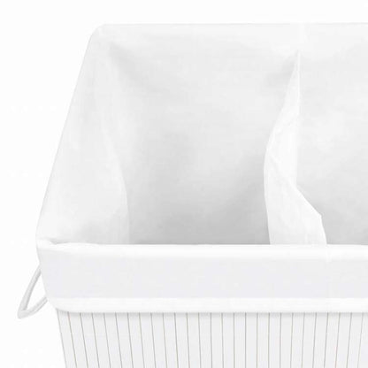 vidaXL 竹製ランドリーバスケット 2セクション ホワイト 72Lホーム&ガーデン 家事用品 ランドリー用品 洗濯かご(代引不可)