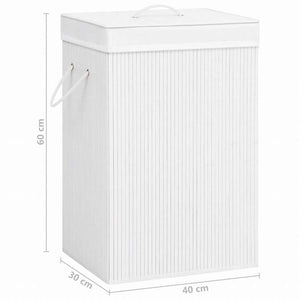vidaXL 竹製ランドリーバスケット 2セクション ホワイト 72Lホーム&ガーデン 家事用品 ランドリー用品 洗濯かご(代引不可)
