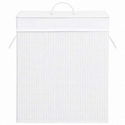 vidaXL 竹製ランドリーバスケット 2セクション ホワイト 100Lホーム&ガーデン 家事用品 ランドリー用品 洗濯かご(代引不可)