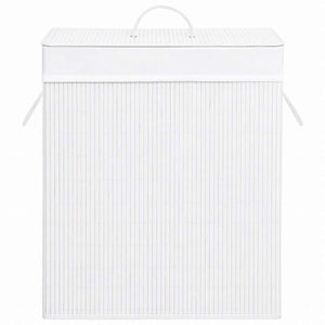 vidaXL 竹製ランドリーバスケット 2セクション ホワイト 100Lホーム&ガーデン 家事用品 ランドリー用品 洗濯かご(代引不可)