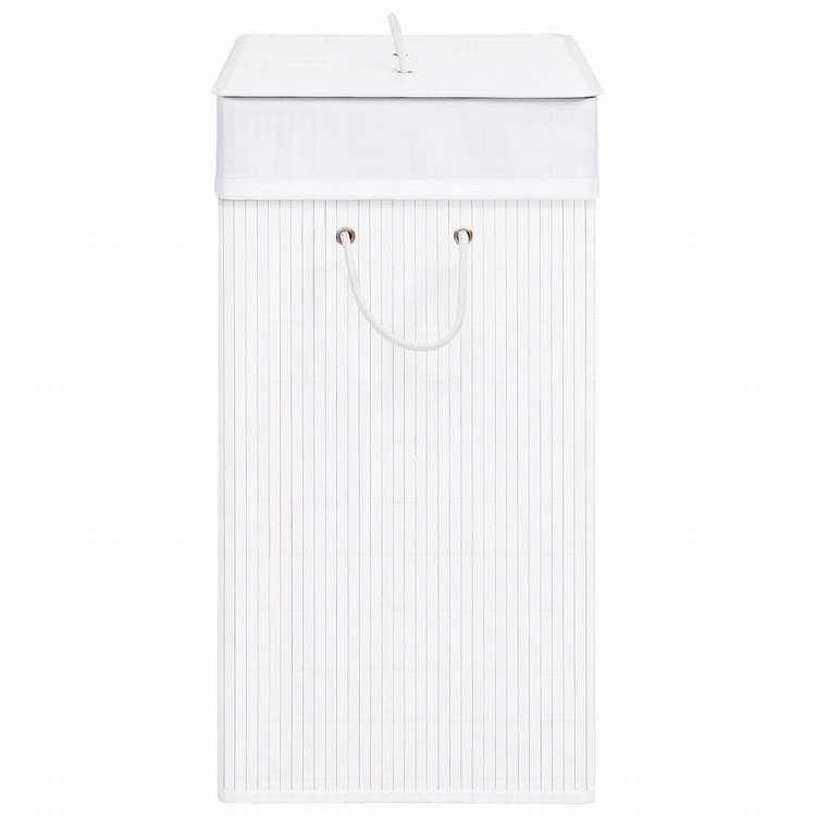 vidaXL 竹製ランドリーバスケット 2セクション ホワイト 100Lホーム&ガーデン 家事用品 ランドリー用品 洗濯かご(代引不可)