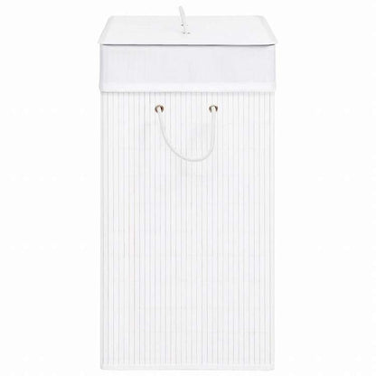 vidaXL 竹製ランドリーバスケット 2セクション ホワイト 100Lホーム&ガーデン 家事用品 ランドリー用品 洗濯かご(代引不可)