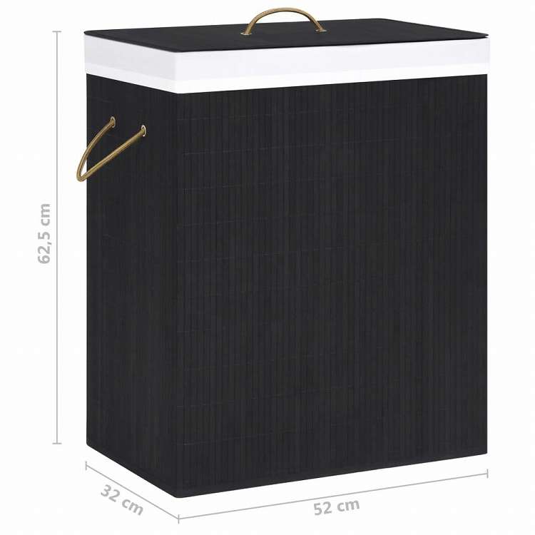 vidaXL 竹製ランドリーバスケット 2セクション ブラック 100Lホーム&ガーデン 家事用品 ランドリー用品 洗濯かご(代引不可)