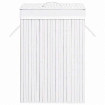 vidaXL 竹製ランドリーバスケット 1セクション ホワイトホーム&ガーデン 家事用品 ランドリー用品 洗濯かご(代引不可)