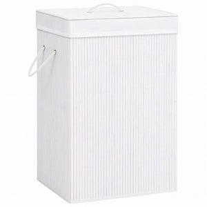 vidaXL 竹製ランドリーバスケット 1セクション ホワイトホーム&ガーデン 家事用品 ランドリー用品 洗濯かご(代引不可)