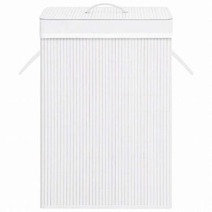 vidaXL 竹製ランドリーバスケット 1セクション ホワイトホーム&ガーデン 家事用品 ランドリー用品 洗濯かご(代引不可)