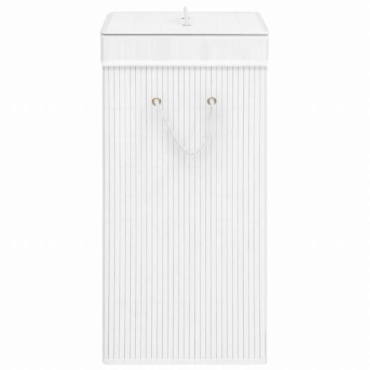 vidaXL 竹製ランドリーバスケット 1セクション ホワイトホーム&ガーデン 家事用品 ランドリー用品 洗濯かご(代引不可)