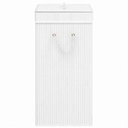 vidaXL 竹製ランドリーバスケット 1セクション ホワイトホーム&ガーデン 家事用品 ランドリー用品 洗濯かご(代引不可)