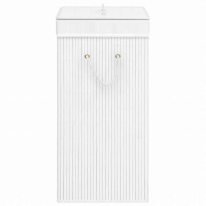 vidaXL 竹製ランドリーバスケット 1セクション ホワイトホーム&ガーデン 家事用品 ランドリー用品 洗濯かご(代引不可)