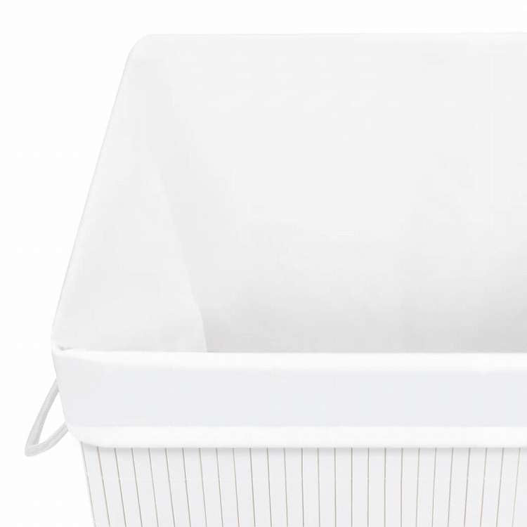 vidaXL 竹製ランドリーバスケット 1セクション ホワイトホーム&ガーデン 家事用品 ランドリー用品 洗濯かご(代引不可)