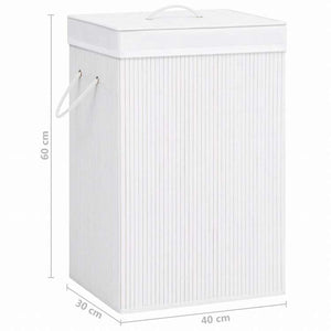 vidaXL 竹製ランドリーバスケット 1セクション ホワイトホーム&ガーデン 家事用品 ランドリー用品 洗濯かご(代引不可)