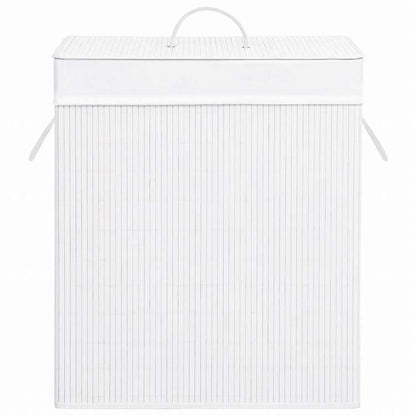 vidaXL 竹製ランドリーバスケット 1セクション ホワイト 83Lホーム&ガーデン 家事用品 ランドリー用品 洗濯かご(代引不可)