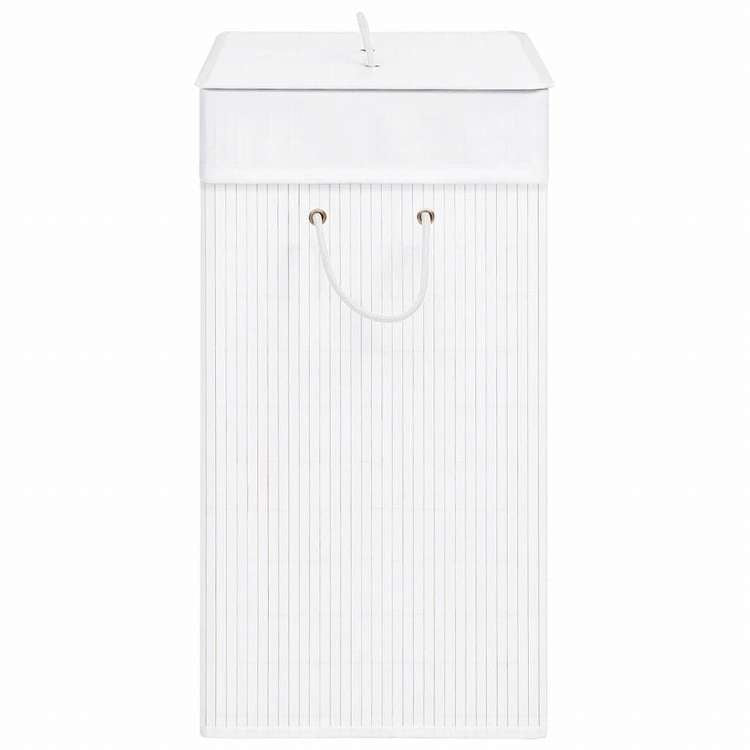 vidaXL 竹製ランドリーバスケット 1セクション ホワイト 83Lホーム&ガーデン 家事用品 ランドリー用品 洗濯かご(代引不可)