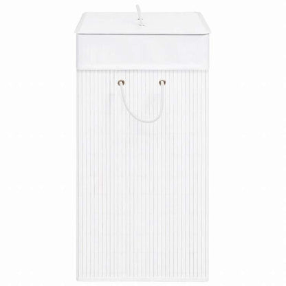vidaXL 竹製ランドリーバスケット 1セクション ホワイト 83Lホーム&ガーデン 家事用品 ランドリー用品 洗濯かご(代引不可)