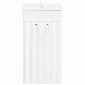 vidaXL 竹製ランドリーバスケット 1セクション ホワイト 83Lホーム&ガーデン 家事用品 ランドリー用品 洗濯かご(代引不可)