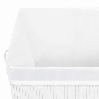 vidaXL 竹製ランドリーバスケット 1セクション ホワイト 83Lホーム&ガーデン 家事用品 ランドリー用品 洗濯かご(代引不可)