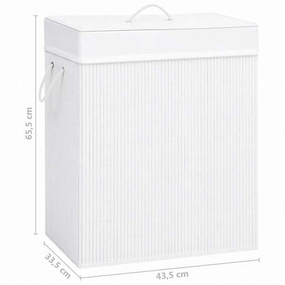 vidaXL 竹製ランドリーバスケット 1セクション ホワイト 83Lホーム&ガーデン 家事用品 ランドリー用品 洗濯かご(代引不可)