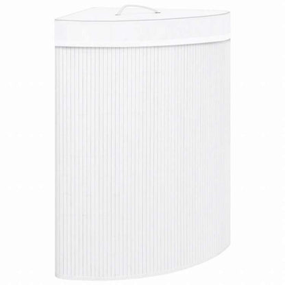 vidaXL コーナーランドリーバスケット 竹製 ホワイト 60Lホーム&ガーデン 家事用品 ランドリー用品 洗濯かご(代引不可)