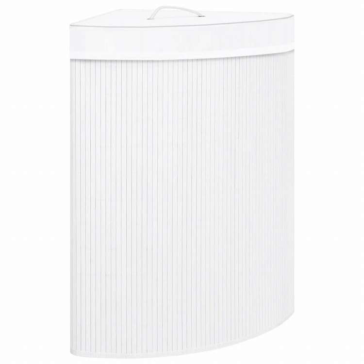 vidaXL コーナーランドリーバスケット 竹製 ホワイト 60Lホーム&ガーデン 家事用品 ランドリー用品 洗濯かご(代引不可)