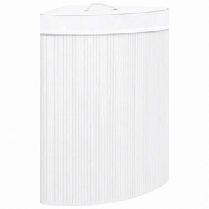 vidaXL コーナーランドリーバスケット 竹製 ホワイト 60Lホーム&ガーデン 家事用品 ランドリー用品 洗濯かご(代引不可)
