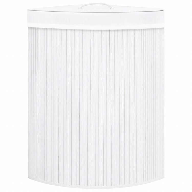 vidaXL コーナーランドリーバスケット 竹製 ホワイト 60Lホーム&ガーデン 家事用品 ランドリー用品 洗濯かご(代引不可)