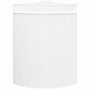 vidaXL コーナーランドリーバスケット 竹製 ホワイト 60Lホーム&ガーデン 家事用品 ランドリー用品 洗濯かご(代引不可)