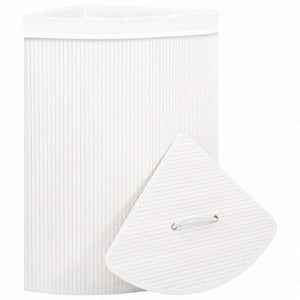 vidaXL コーナーランドリーバスケット 竹製 ホワイト 60Lホーム&ガーデン 家事用品 ランドリー用品 洗濯かご(代引不可)
