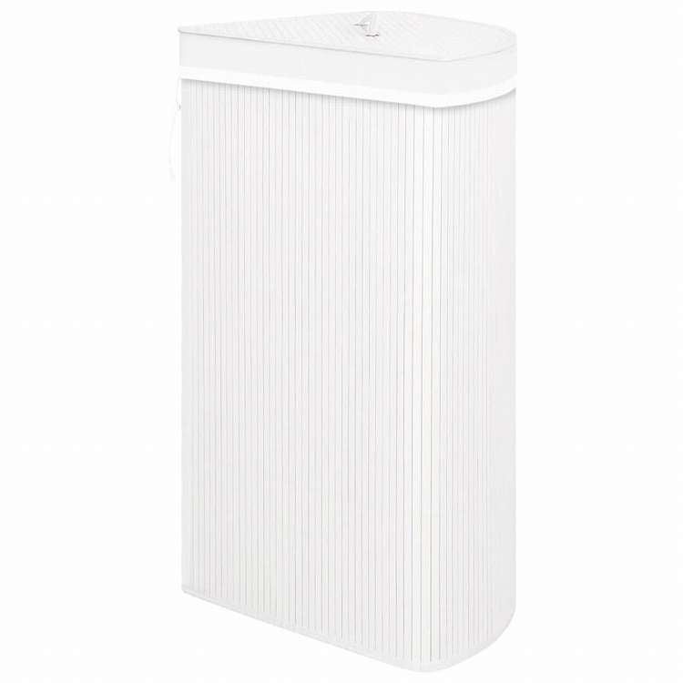 vidaXL コーナーランドリーバスケット 竹製 ホワイト 60Lホーム&ガーデン 家事用品 ランドリー用品 洗濯かご(代引不可)