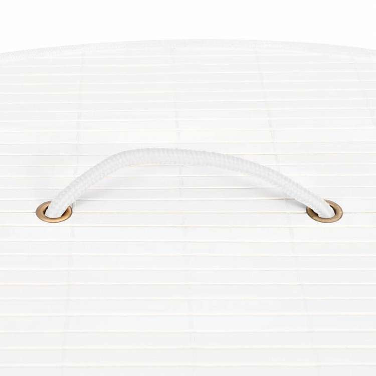 vidaXL コーナーランドリーバスケット 竹製 ホワイト 60Lホーム&ガーデン 家事用品 ランドリー用品 洗濯かご(代引不可)